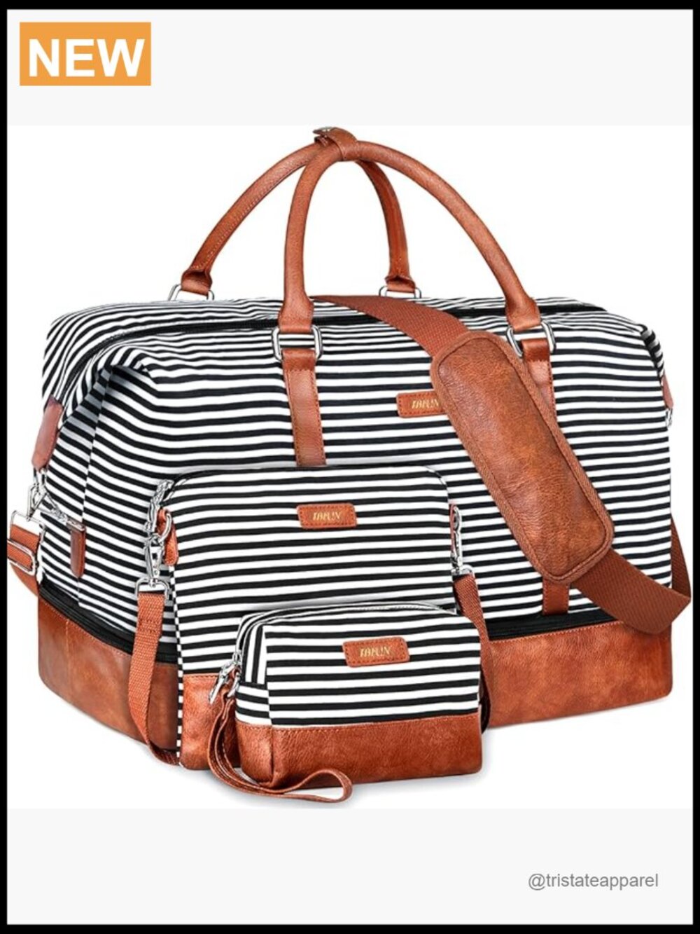 21" Weekender Travel Duffel Bag with Shoe Compartment, Canvas, 3-Piece Set